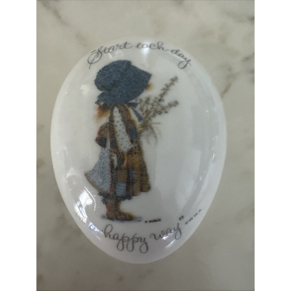 Holly Hobbie Trinket Box Dish Ceramic Start Each Day In A Happy Way 1973 Japan